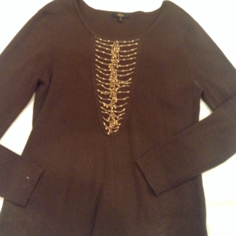 Reba brown ribbed long sleeve top  xL